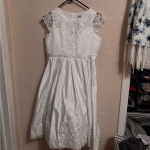 Us Angels White Lace Applique Flower Girl Dress